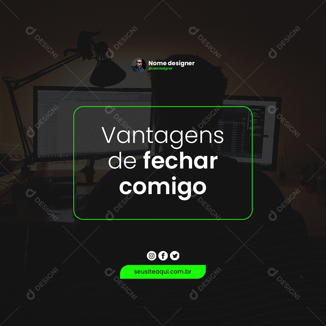 Vantagens De Fechar Comigo Design Designer Social Media PSD Editável