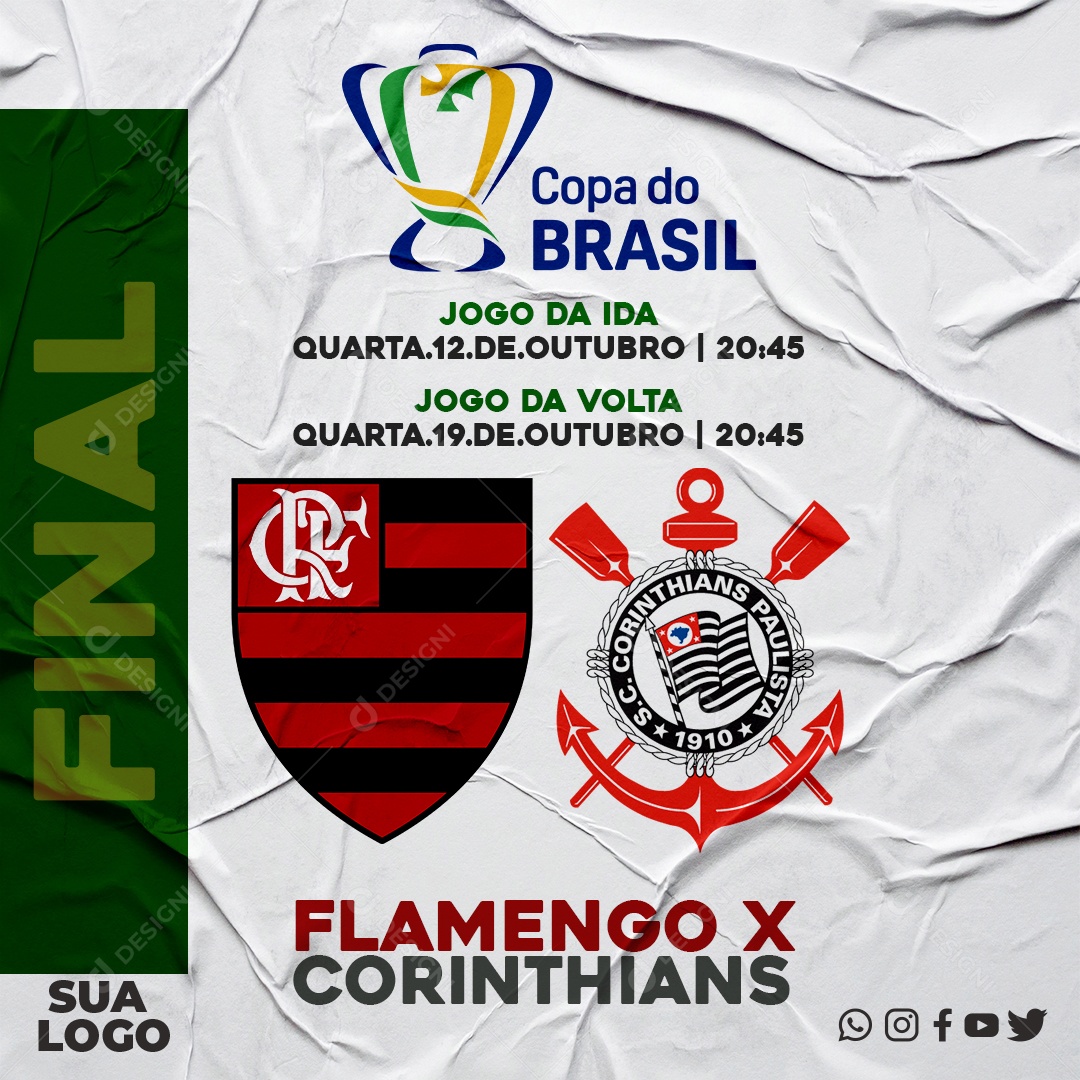 Social Media Jogo de Futebol Corinthians X Flamengo PSD Editável [download]  - Designi