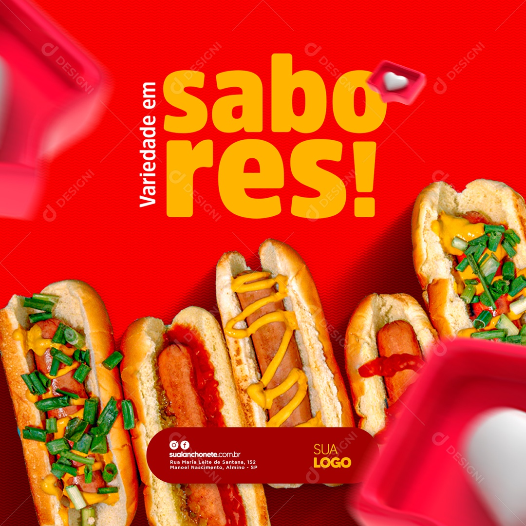 Variedade Em Sabores Cachorro Quente Social Media PSD Editável