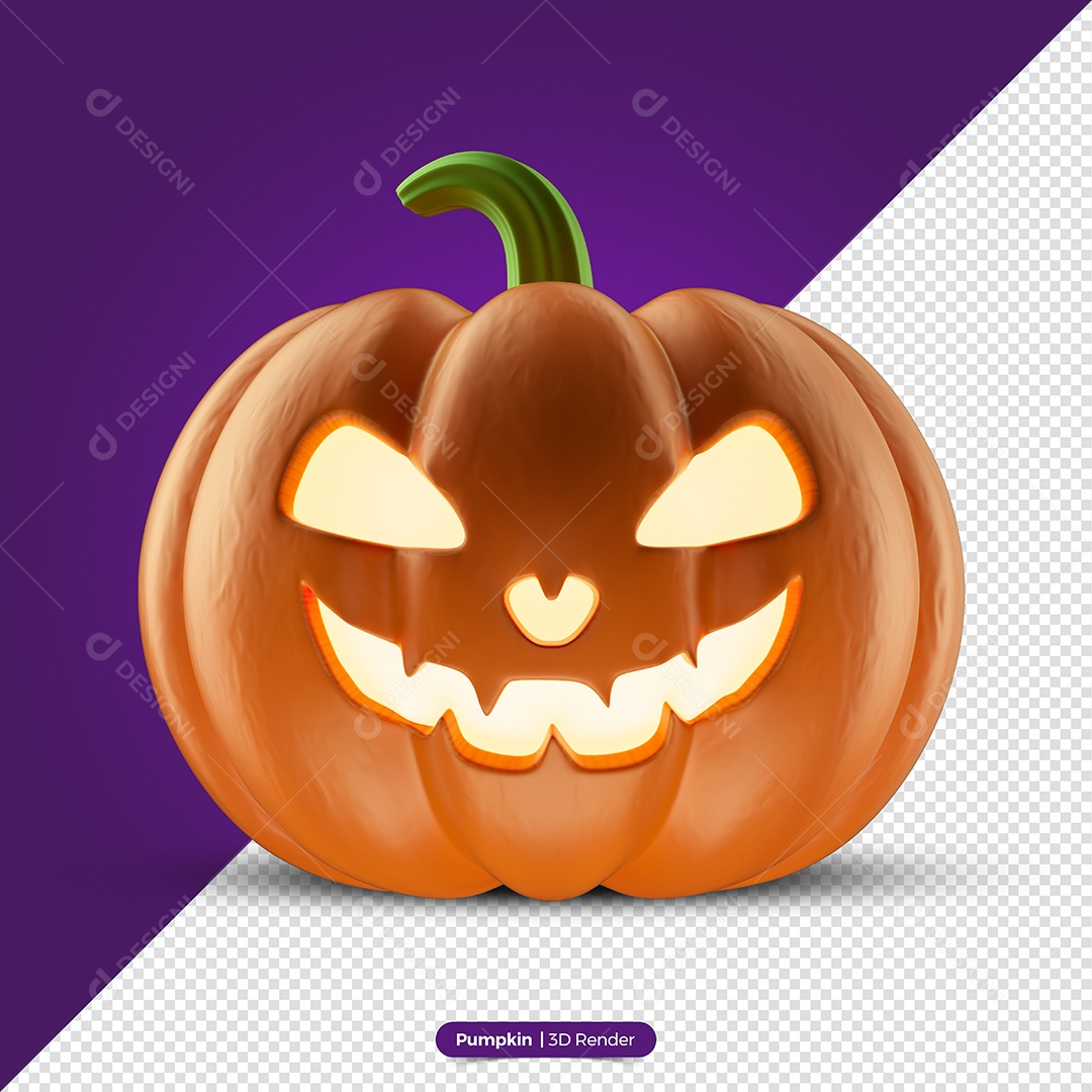 Abóbora De Halloween Com Cara Assustadora 3d Render Imagem