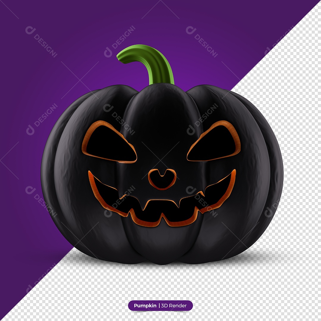 Black and Orange Halloween Pumpkin 3D Halloween Element for Composition PSD