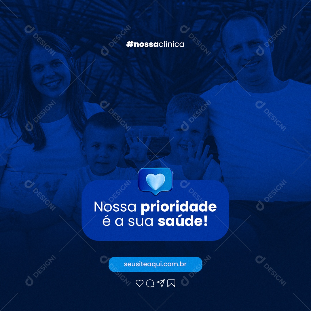 Nossa Prioridade é a Sua Saúde Laboratório Clínico Social Media PSD Editável