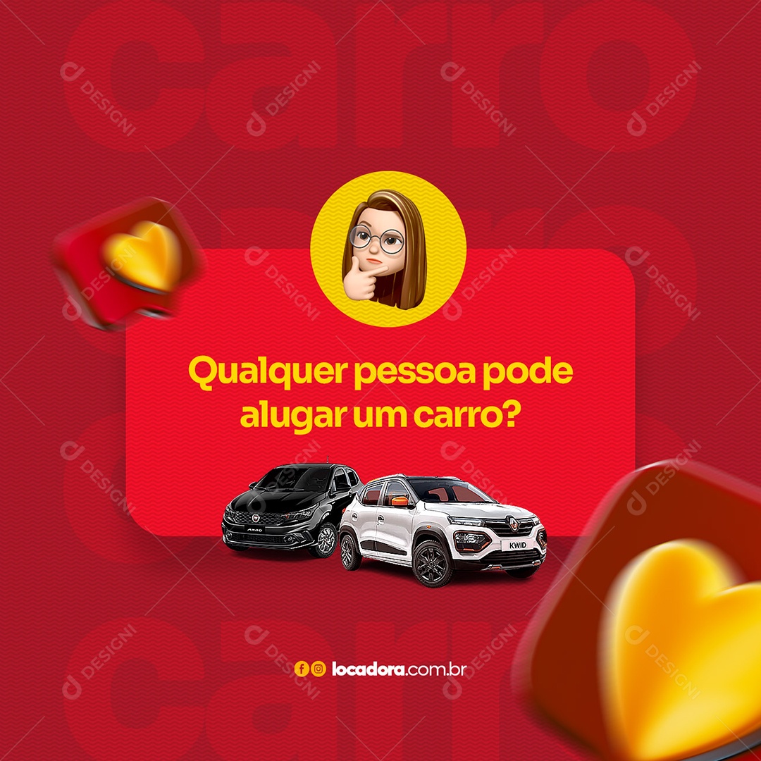 Qualquer Pessoa Pode Alugar Um Carro Locadora de Carros Social Media PSD Editável