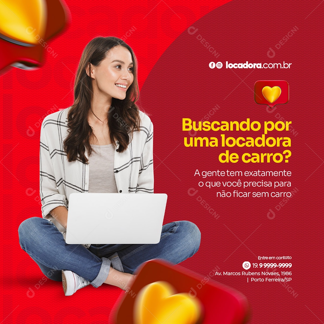 Buscando Por Uma Locadora de Carros Social Media PSD Editável