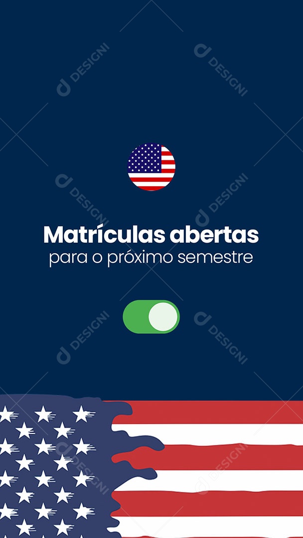 Escola de Idiomas Matrículas Abertas Story Social Media PSD Editável