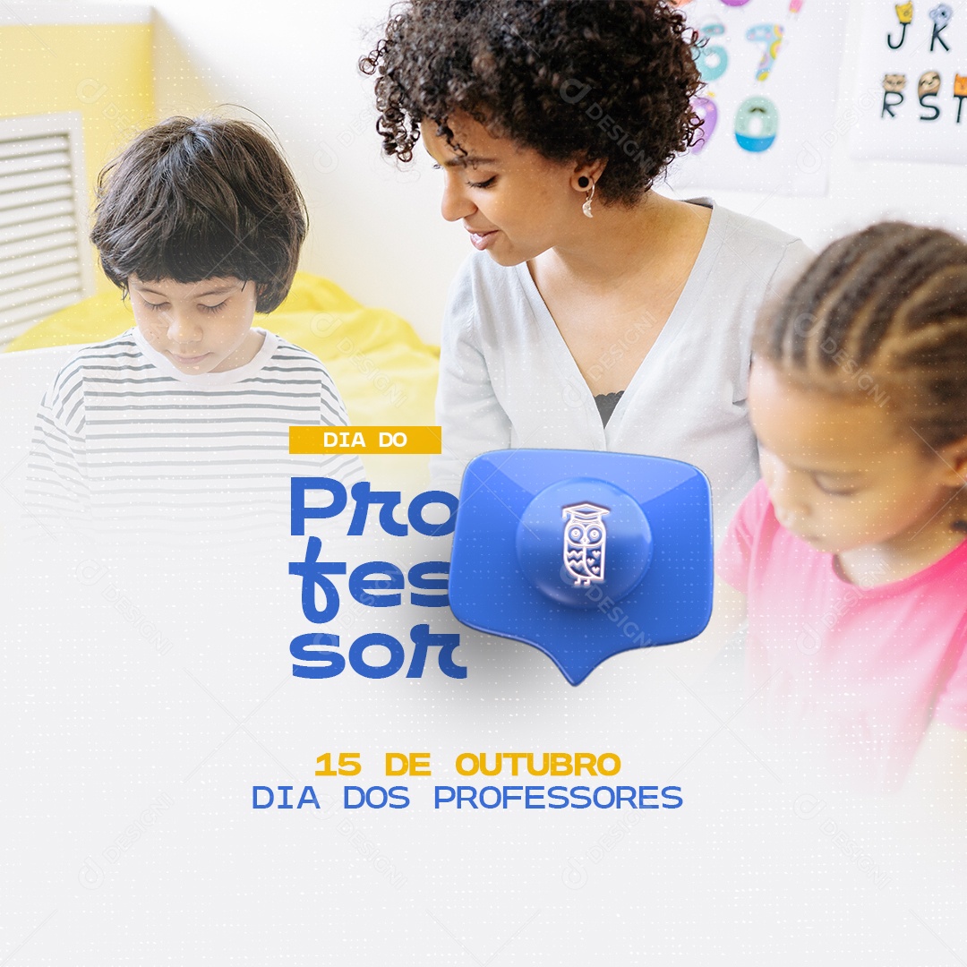 Post Dia do Professor 15 de Outubro Parabéns Social Media PSD Editável