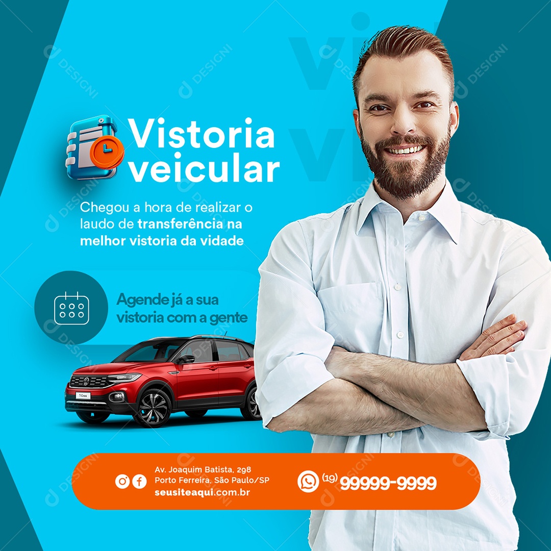 Chegou a Hora de Realizar o Laudo de Transferência Vistoria Veicular Social Media PSD Editável