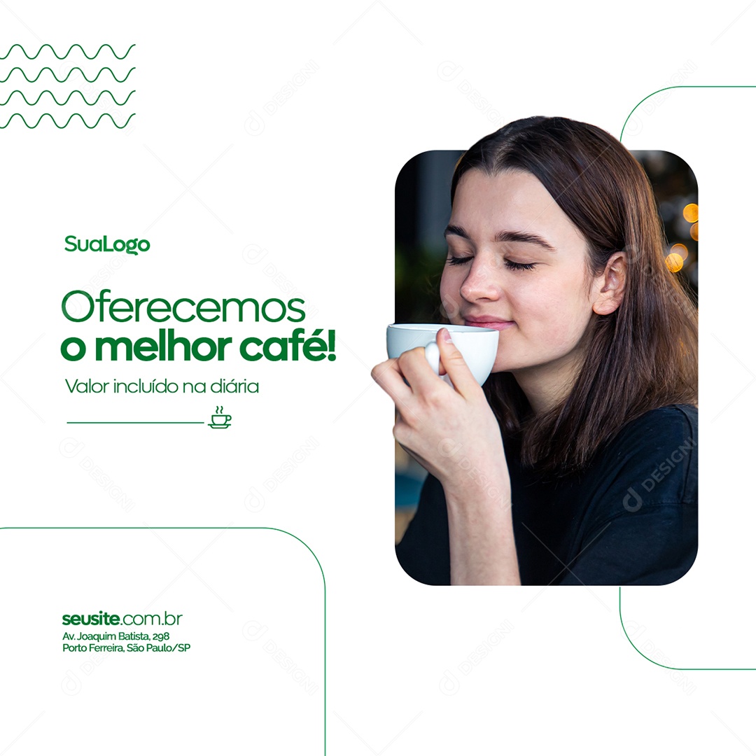 Oferecemos o Melhor Café Valor Incluído na Diária Resort Social Media PSD Editável