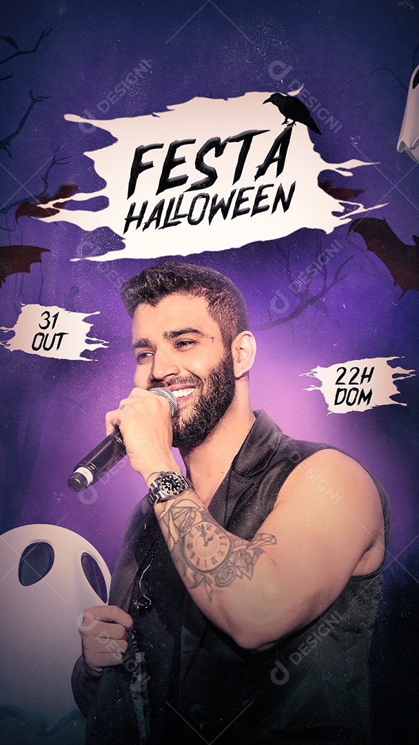 Story Festa Halloween Gusttavo Lima Flyer Social Media PSD Editável