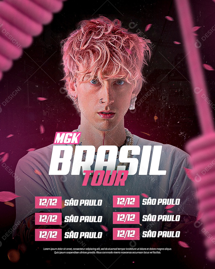 Brasil Tour MGK Flyer Social Media PSD Editável