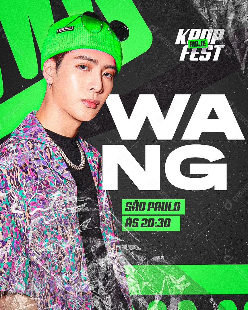 Hoje KPop Fest Jackson Wang Flyer Social Media PSD Editável