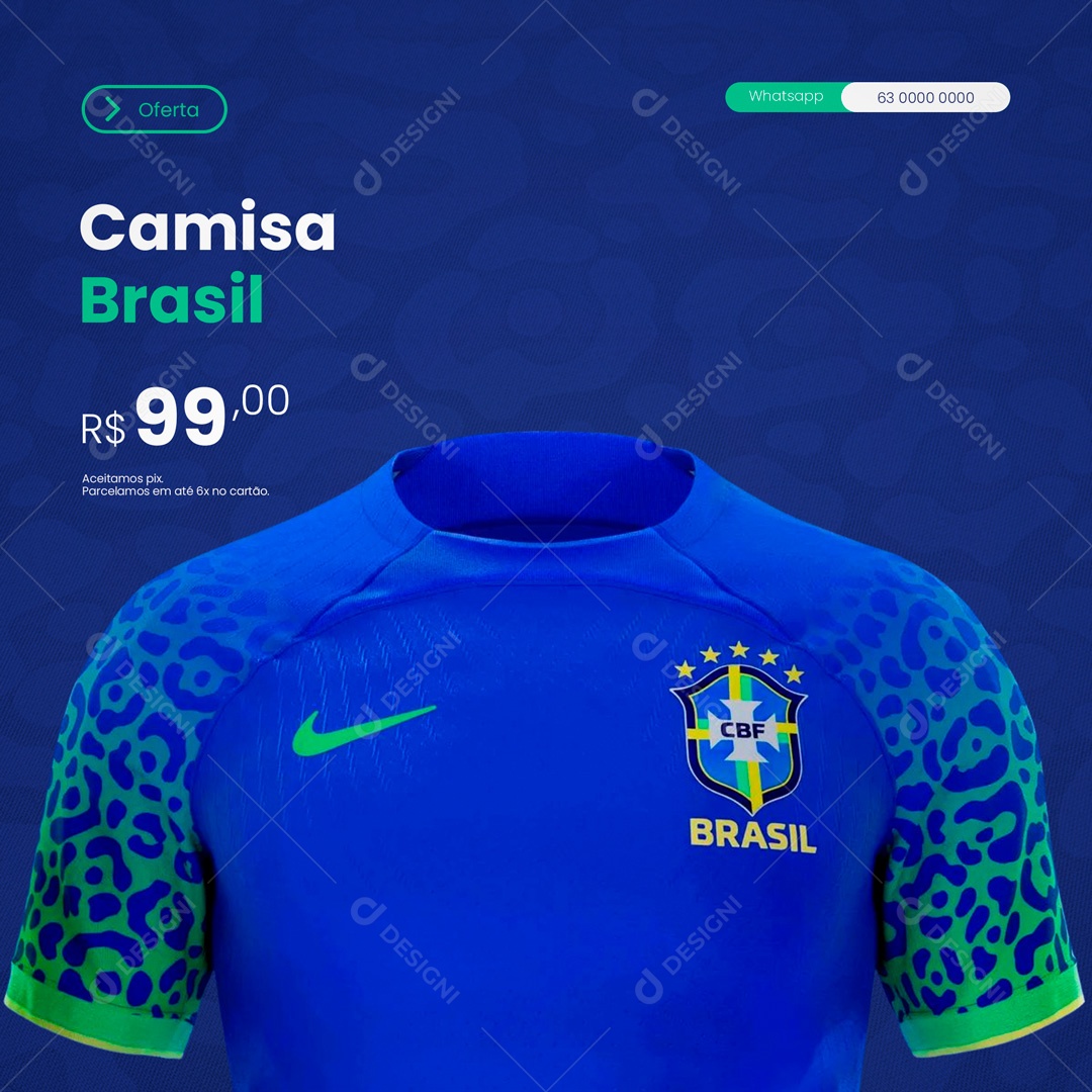 Camisa Seleção Brasileira Brasil Social Media PSD Editável [download] -  Designi