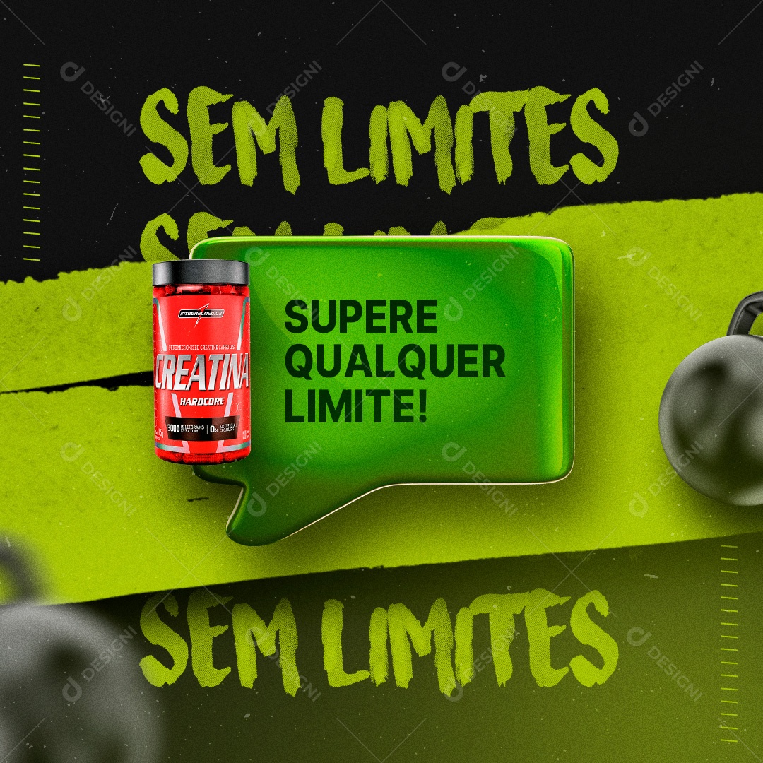 Supere Qualquer Limite Sem Limites Loja de Suplementos Academia Social Media PSD Editável