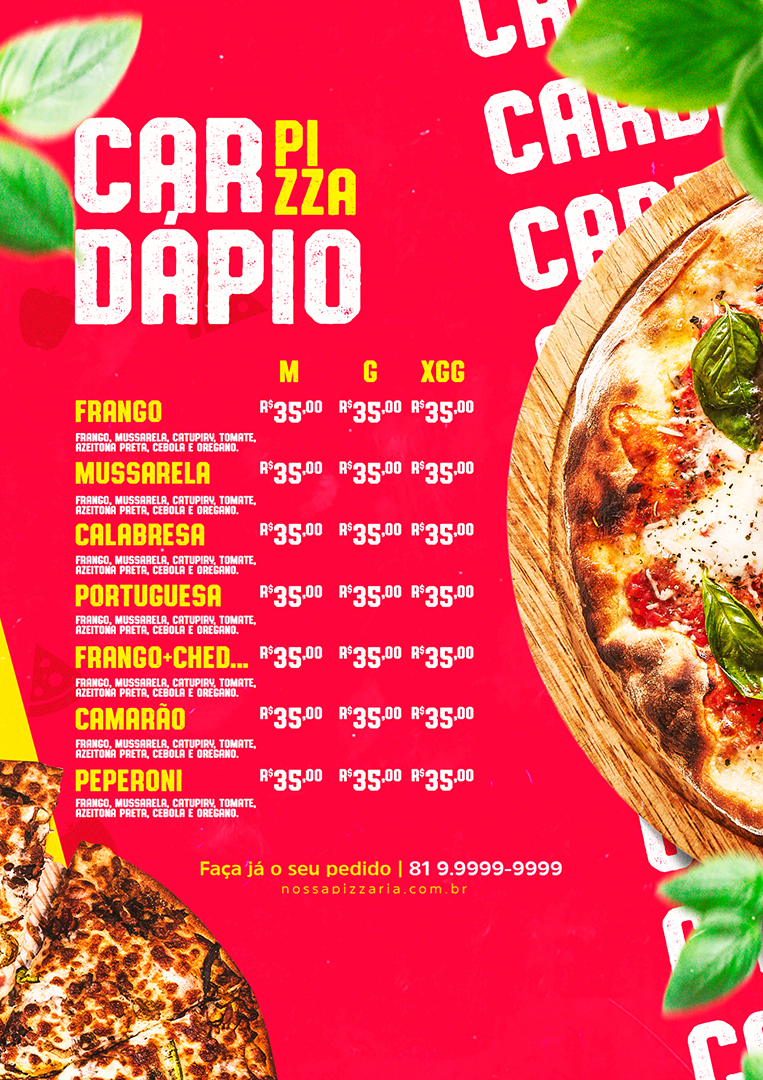 Modelo de Cardápio para Pizzaria Social Media PSD Editável