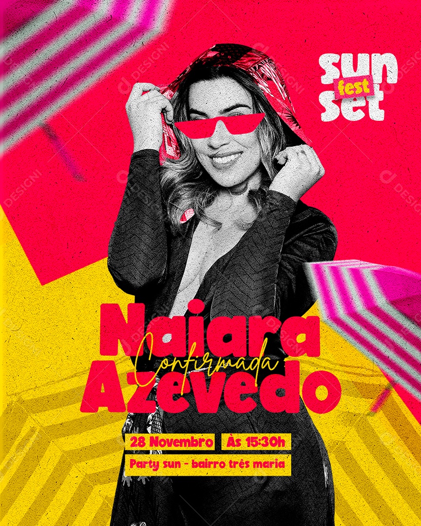 Confirmada Naiara Azevedo Sun Set Flyer Social Media PSD Editável