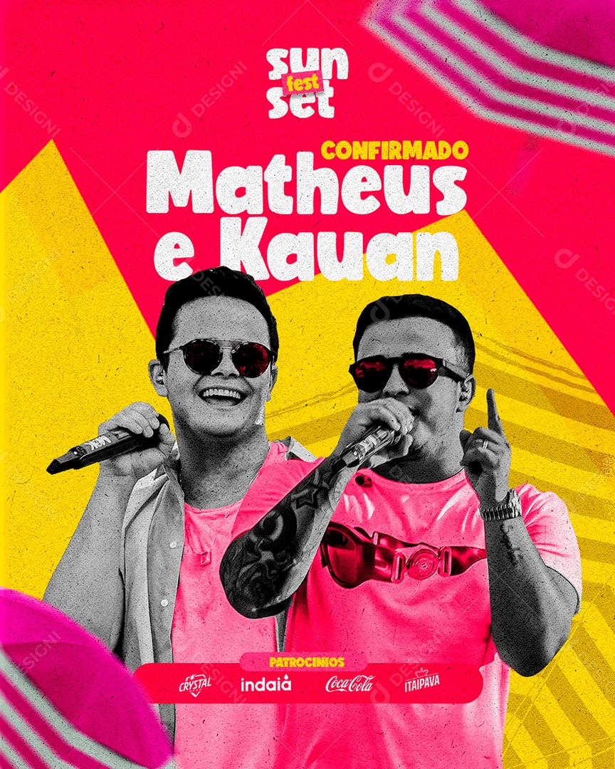 Confirmado Matheus e Kauan Flyer Sun Set Social Media PSD Editável