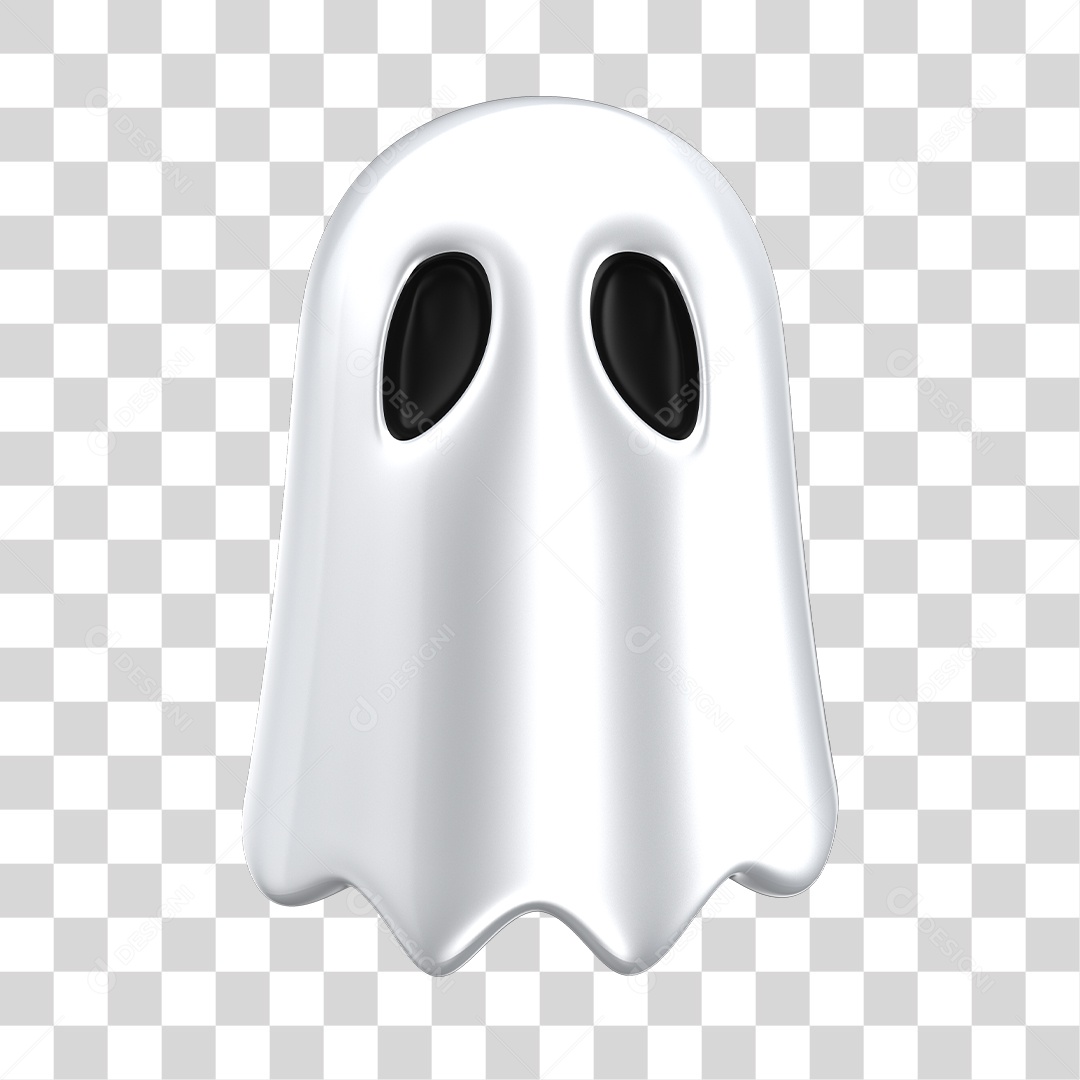 Fantasma Branco de Halloween Elemento 3D PNG