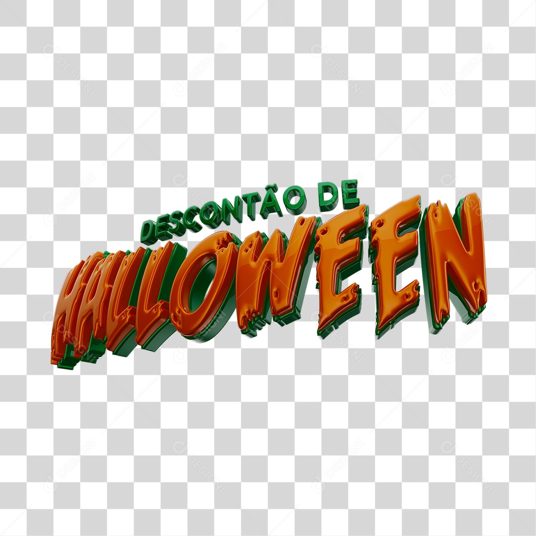 Texto 3D Descontão de Halloween Para Composição PNG