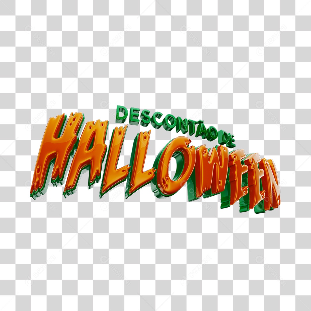 Texto 3D Descontão de Halloween Para Composição PNG