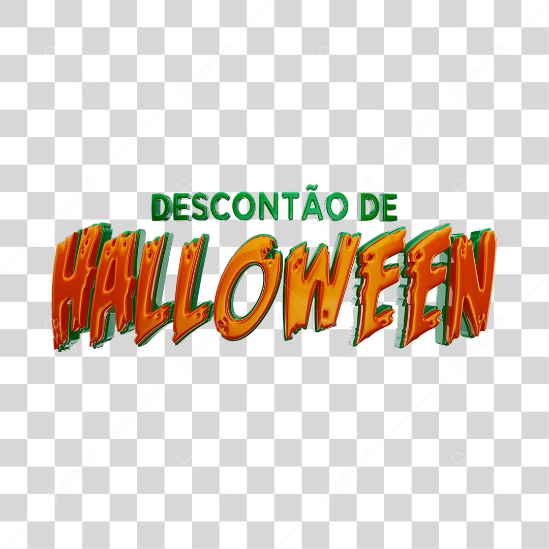 Texto 3D Descontão de Halloween Para Composição PNG