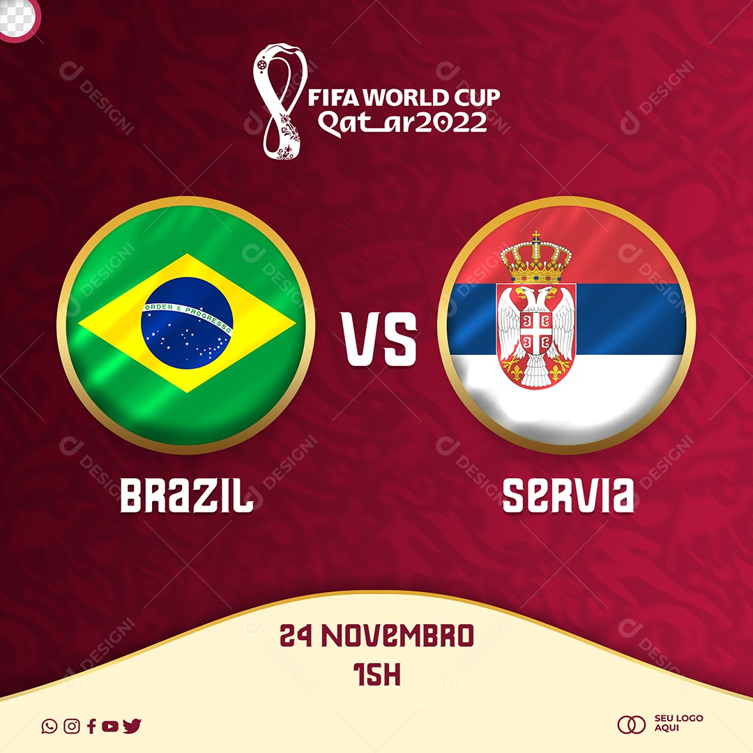 Fifa World Jogo Copa do Mundo Brasil x Sérvia Futebol Social Media