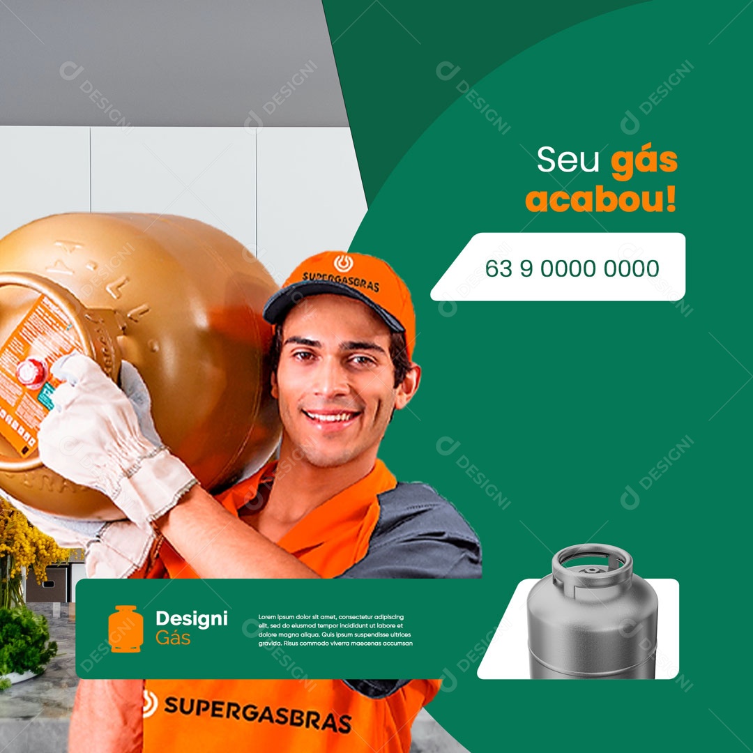 Seu Gás Acabou Entregamos Delivery Social Media PSD Editável