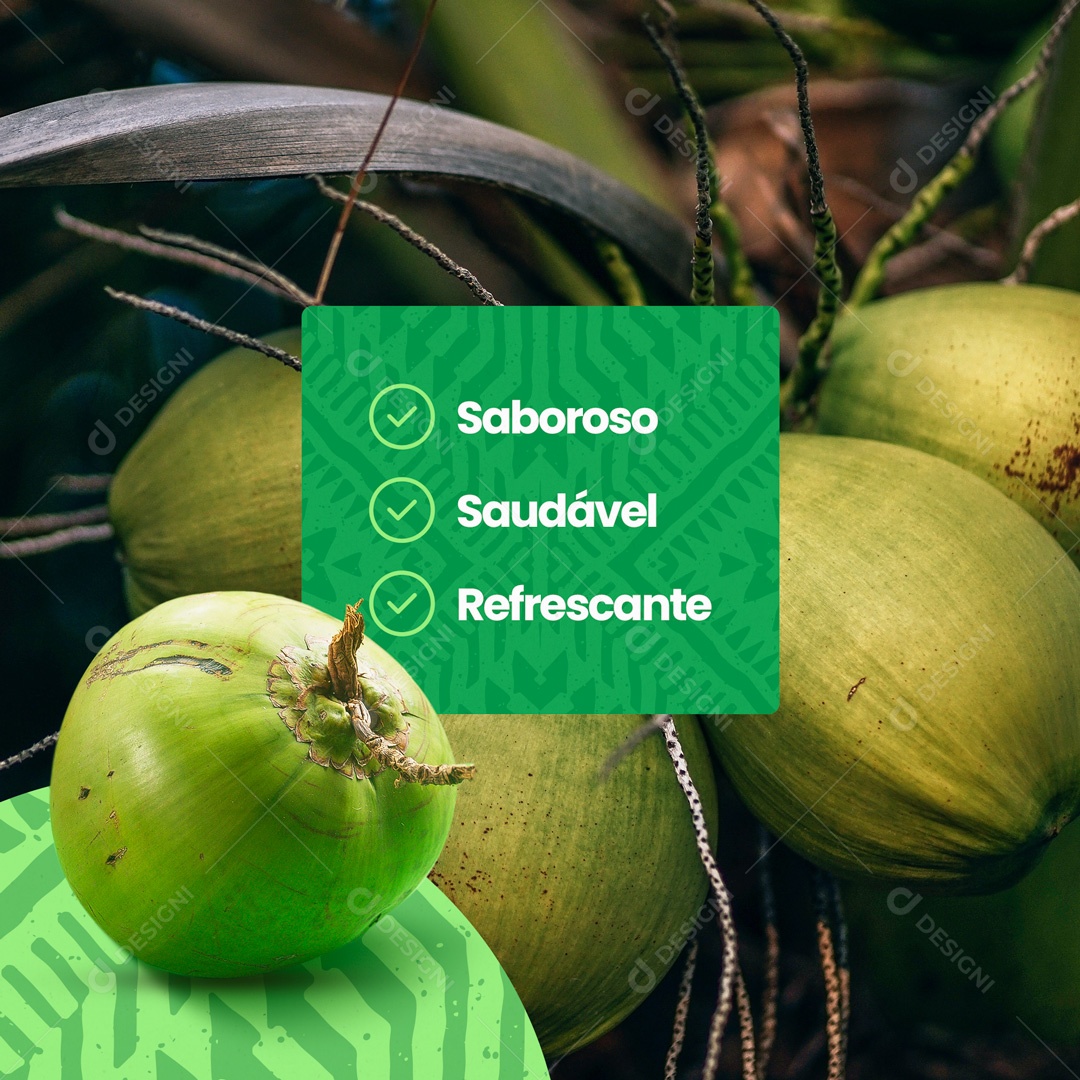 Água de Coco Saudável e Refrescante Social Media PSD Editável