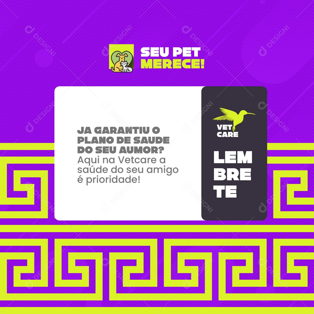 Lembrete Clínica Veterinária e Pet Shop Social Media PSD Editável