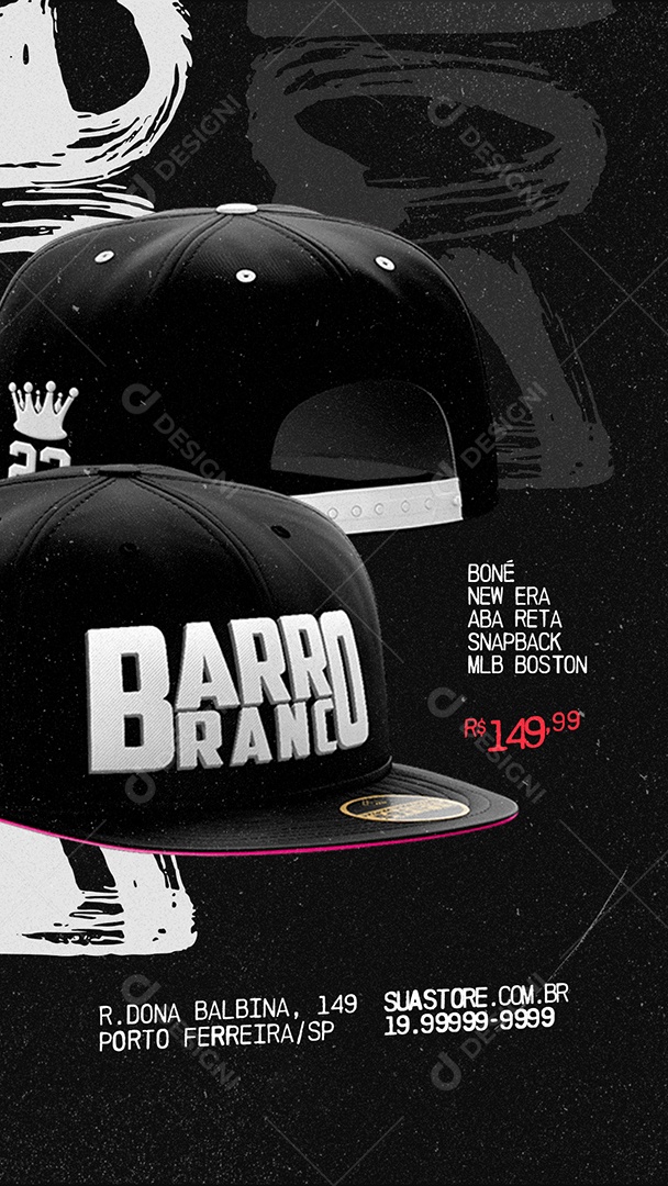 Story Boné New Era Aba Reta Snapback Mlb Boston Loja de Boné Social Media PSD Editável