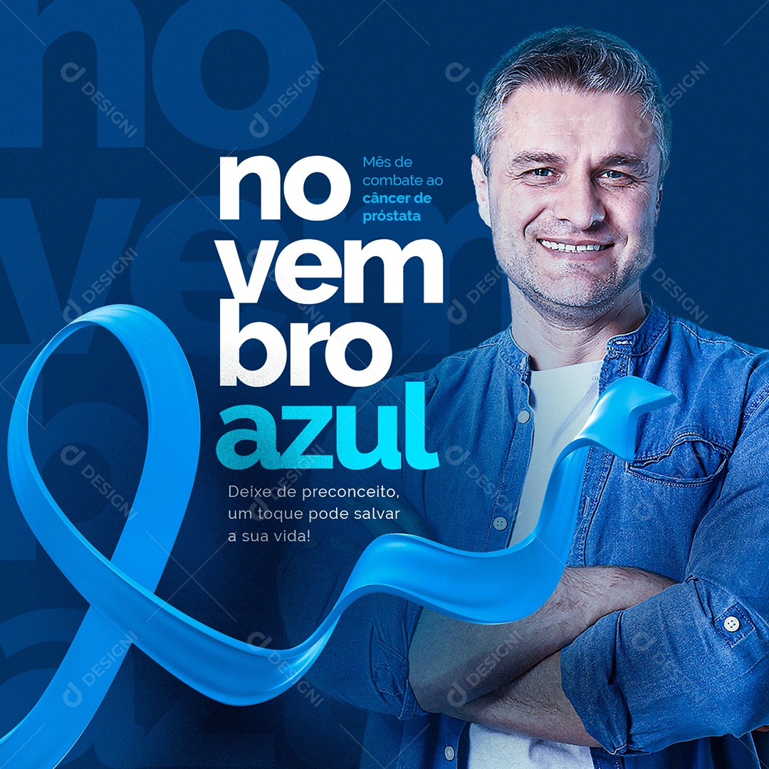 Deixe de Preconceito Novembro Azul Social Media PSD Editável