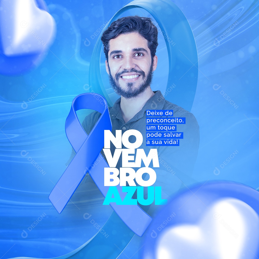 Deixe de Preconceito Novembro Azul Social Media PSD Editável