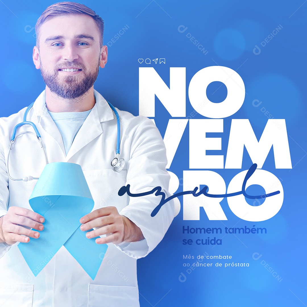 Homem Também Se Cuida Novembro Azul Social Media PSD Editável