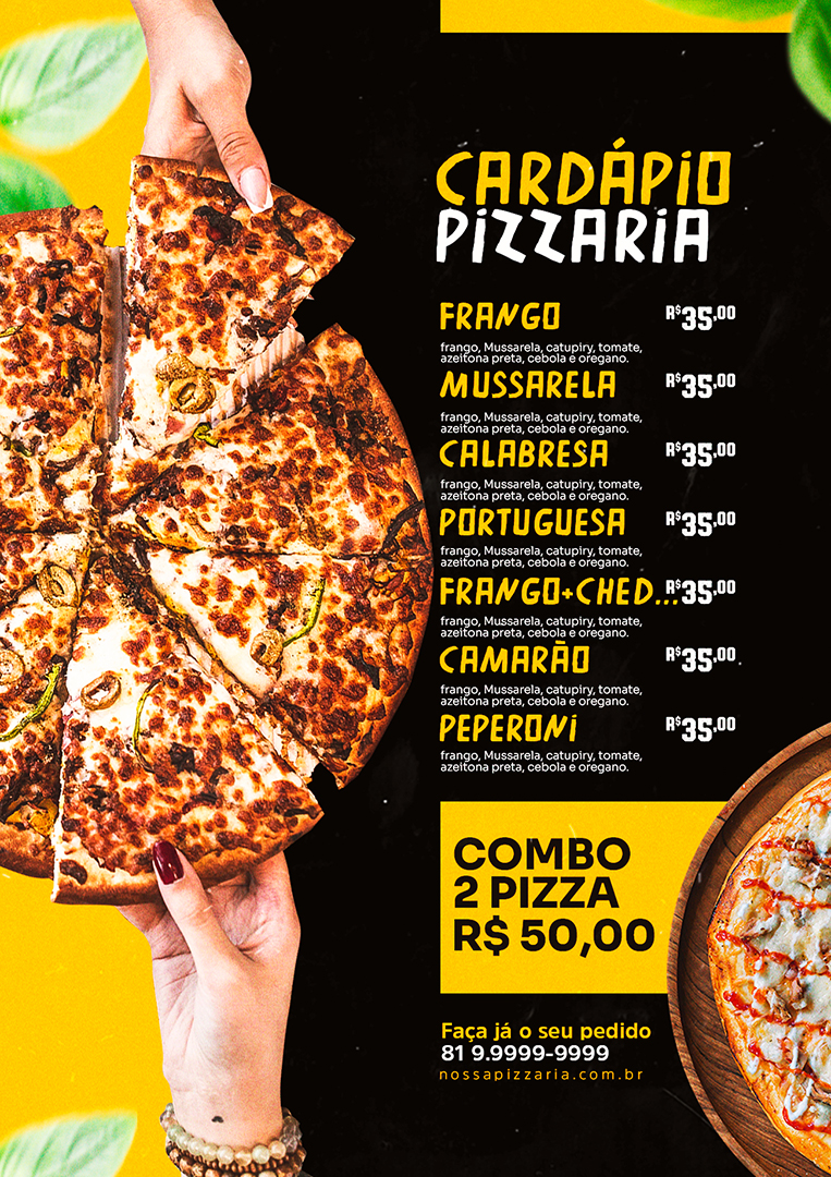 Modelo de Cardápio para Pizzaria PSD Editável