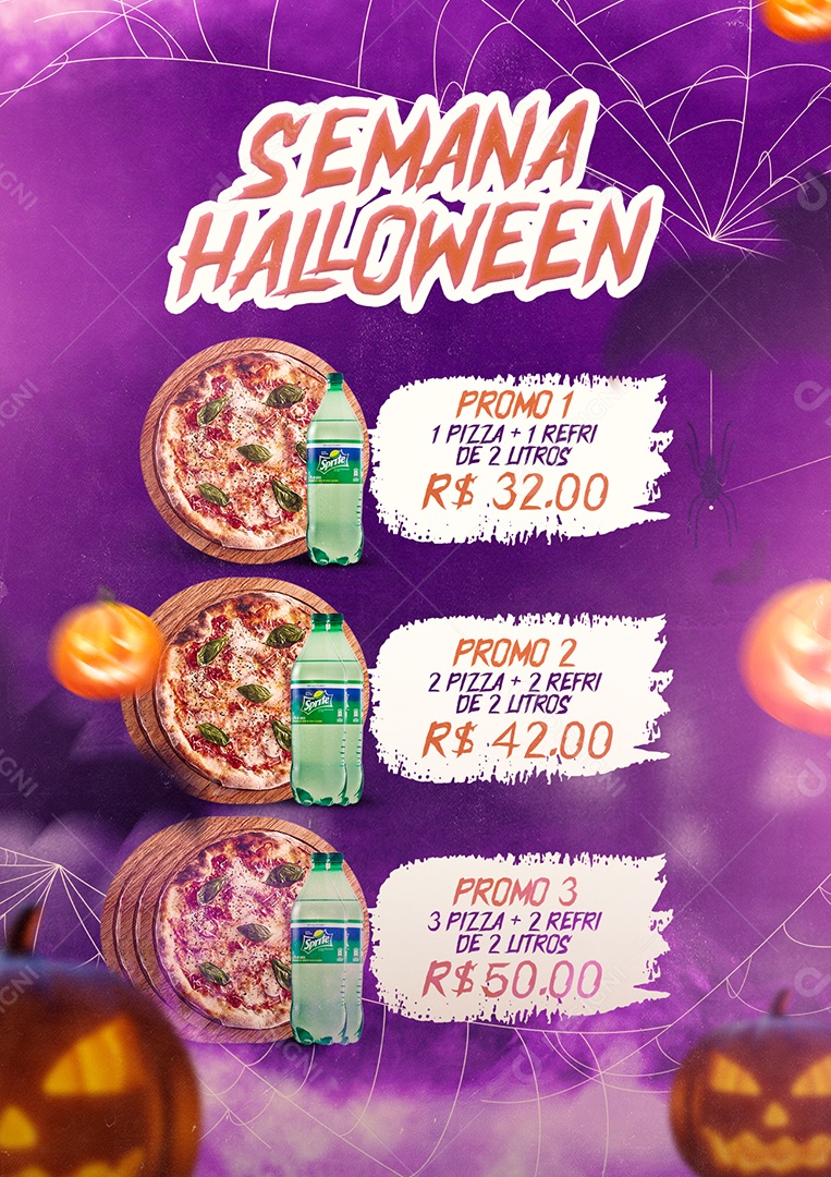 Semana Halloween Promo Pizzaria Social Media PSD Editável