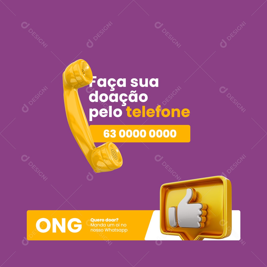 Faça sua Doação pelo Telefone Ação Social ONG Social Media PSD Editável