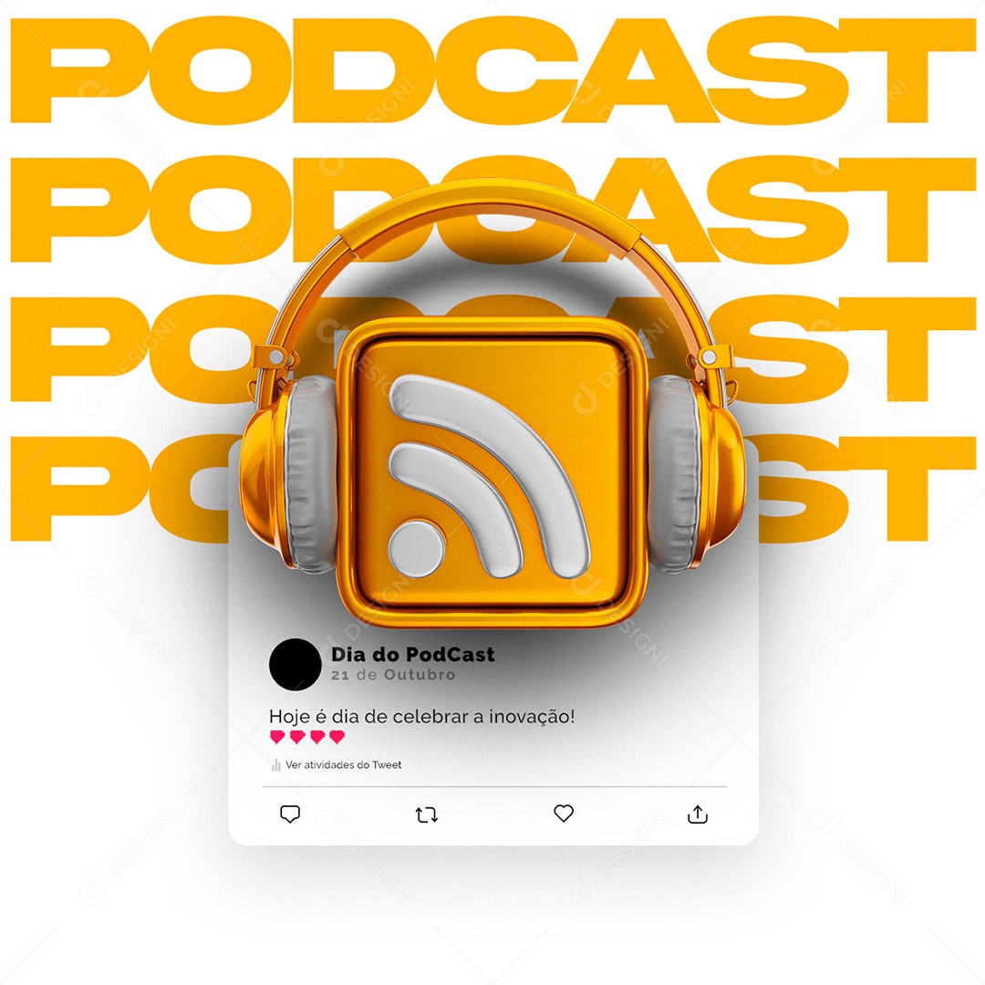 Hoje é Dia de Celebrar a Inovação Dia do Podcast Social Media PSD Editável