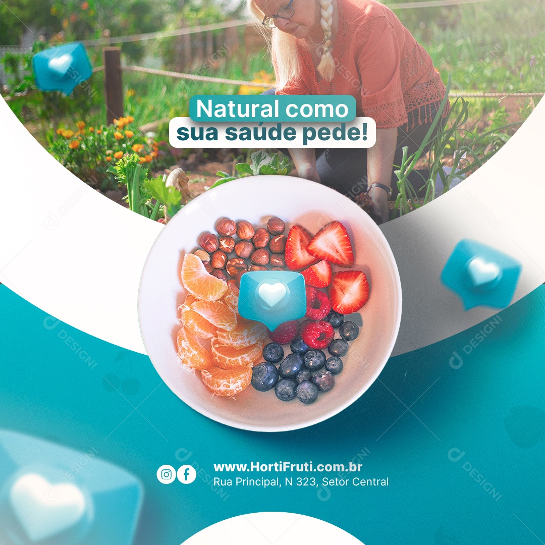 Natural Como Sua Saúde Pede Hortifruti Social Media PSD Editável