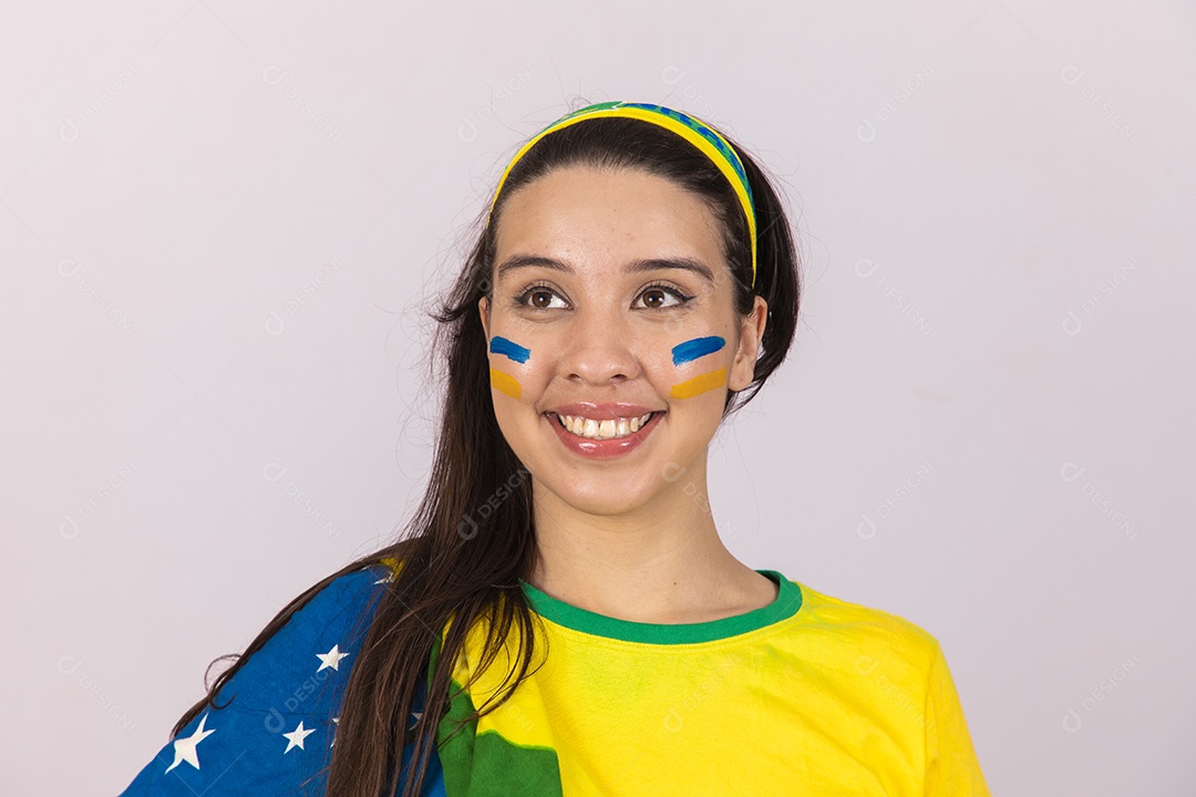 Beautiful Young Brazilian Woman Supporting the World Cup Soccer