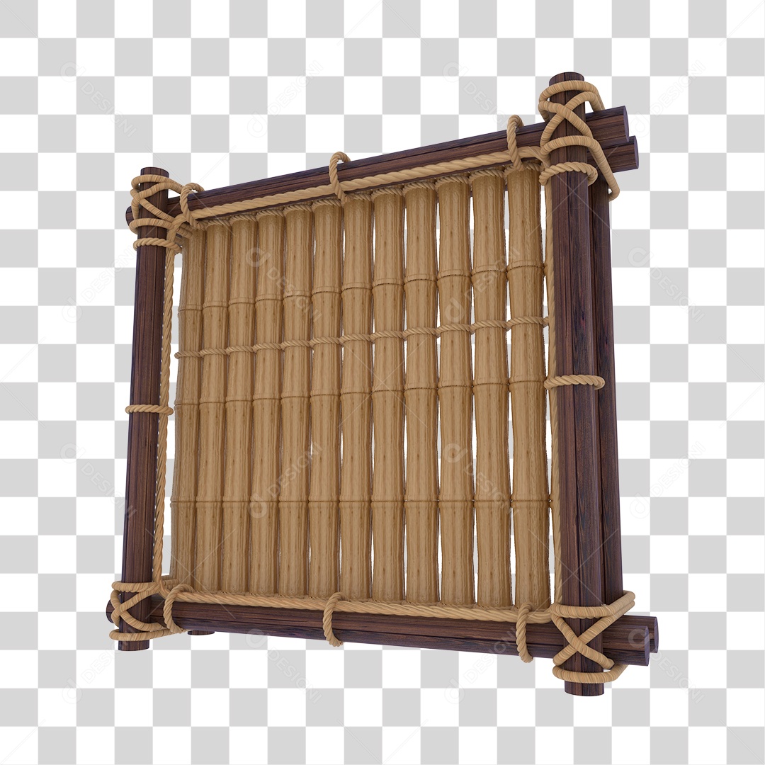 Placa de Bambu Quadrada Elemento 3D PNG