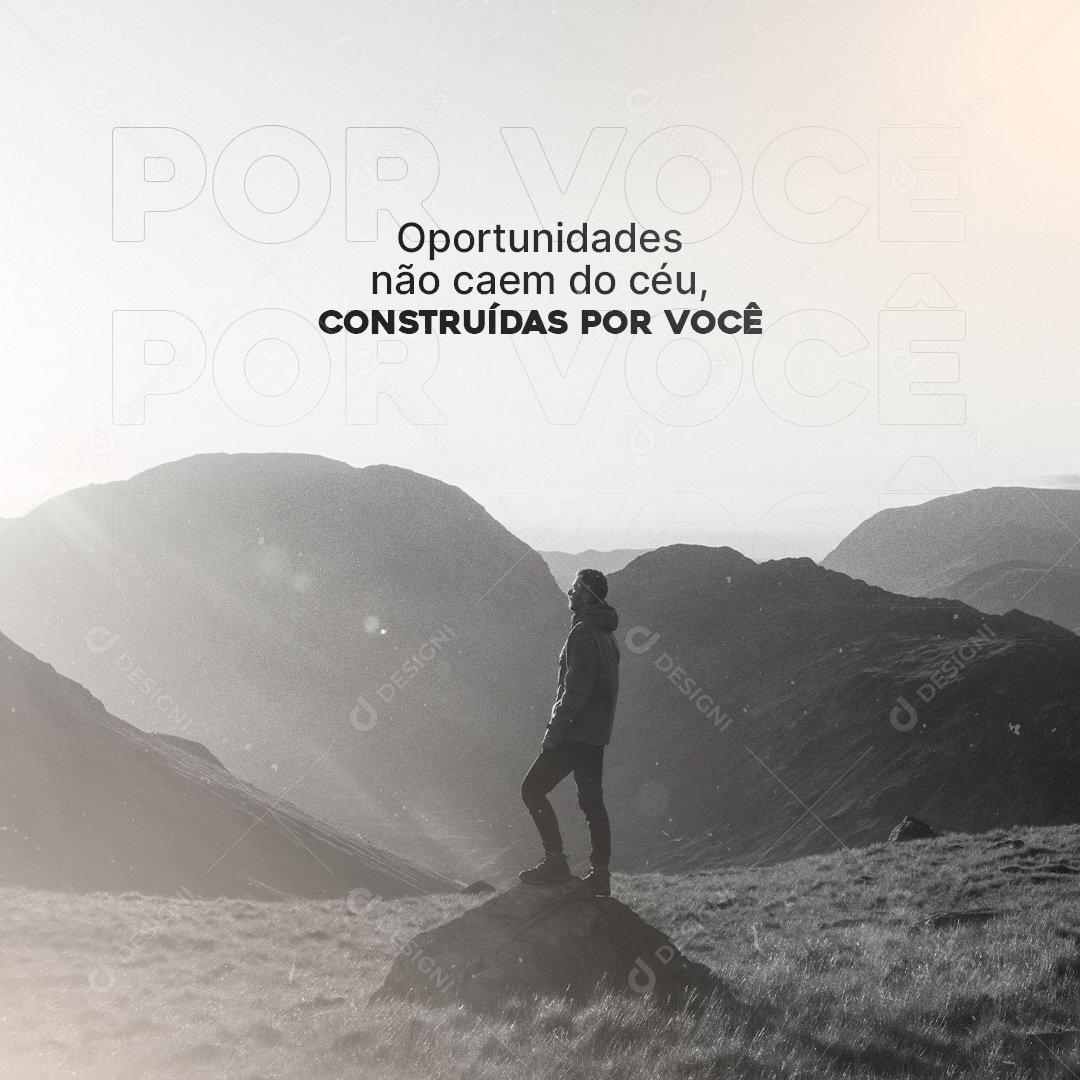 Oportunidades Não Caem do Céu Frase Motivacional Social Media PSD Editável