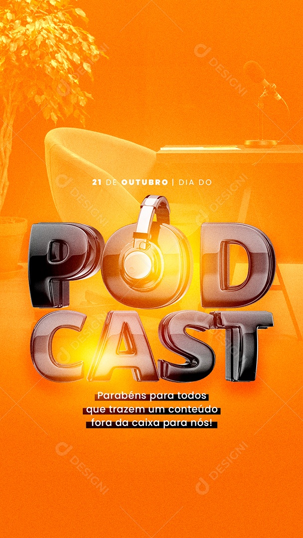 Story Parabéns Para Todos Que Trazem Um Contéudo Dia do Podcast Social Media PSD Editável