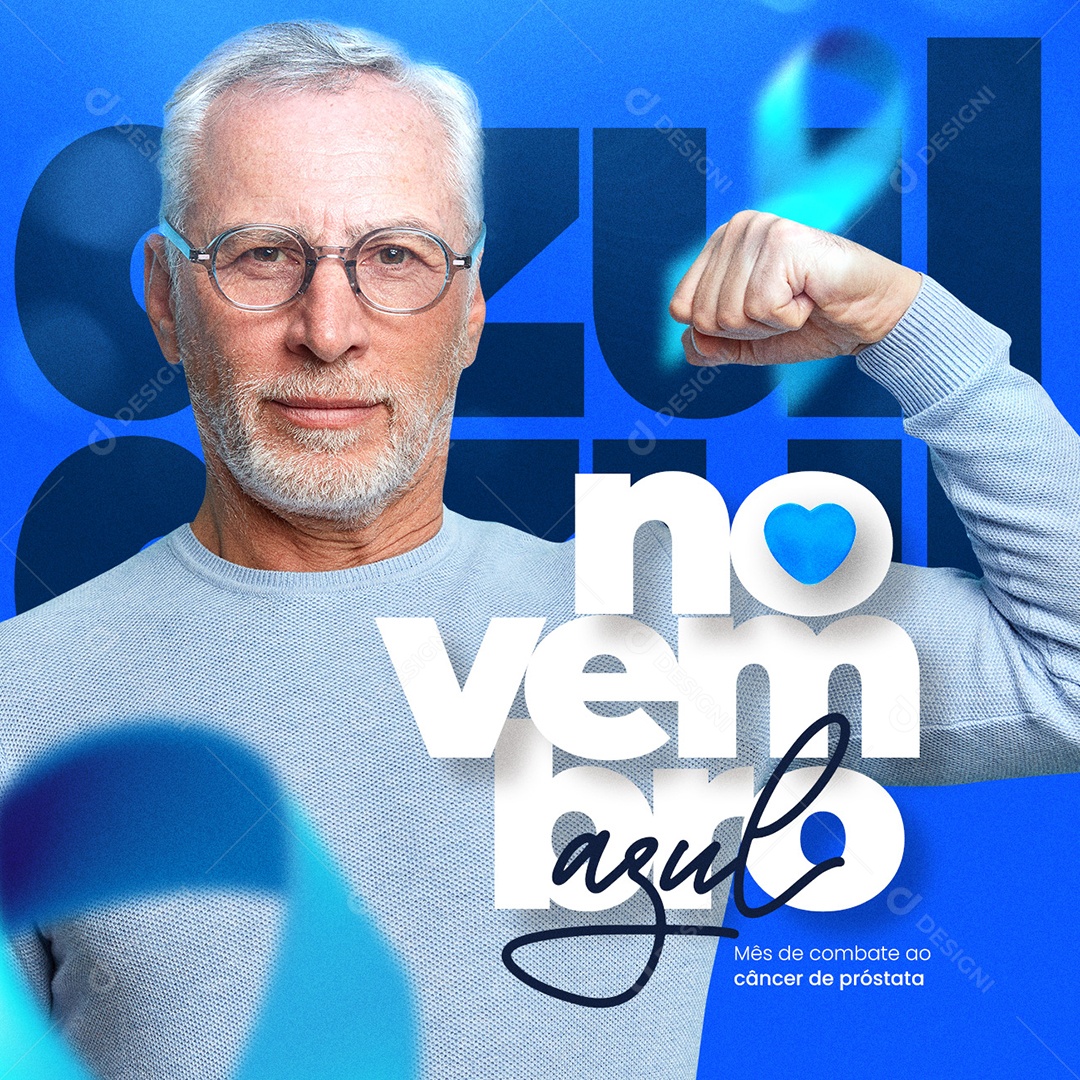 Month to Combat Prostate Cancer November Blue Social Media Editable PSD