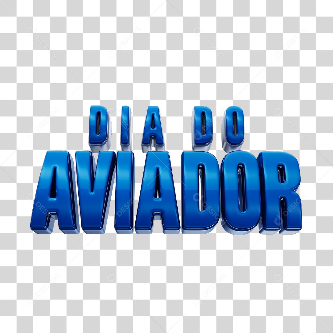 Dia do Aviador Texto 3D Azul PNG