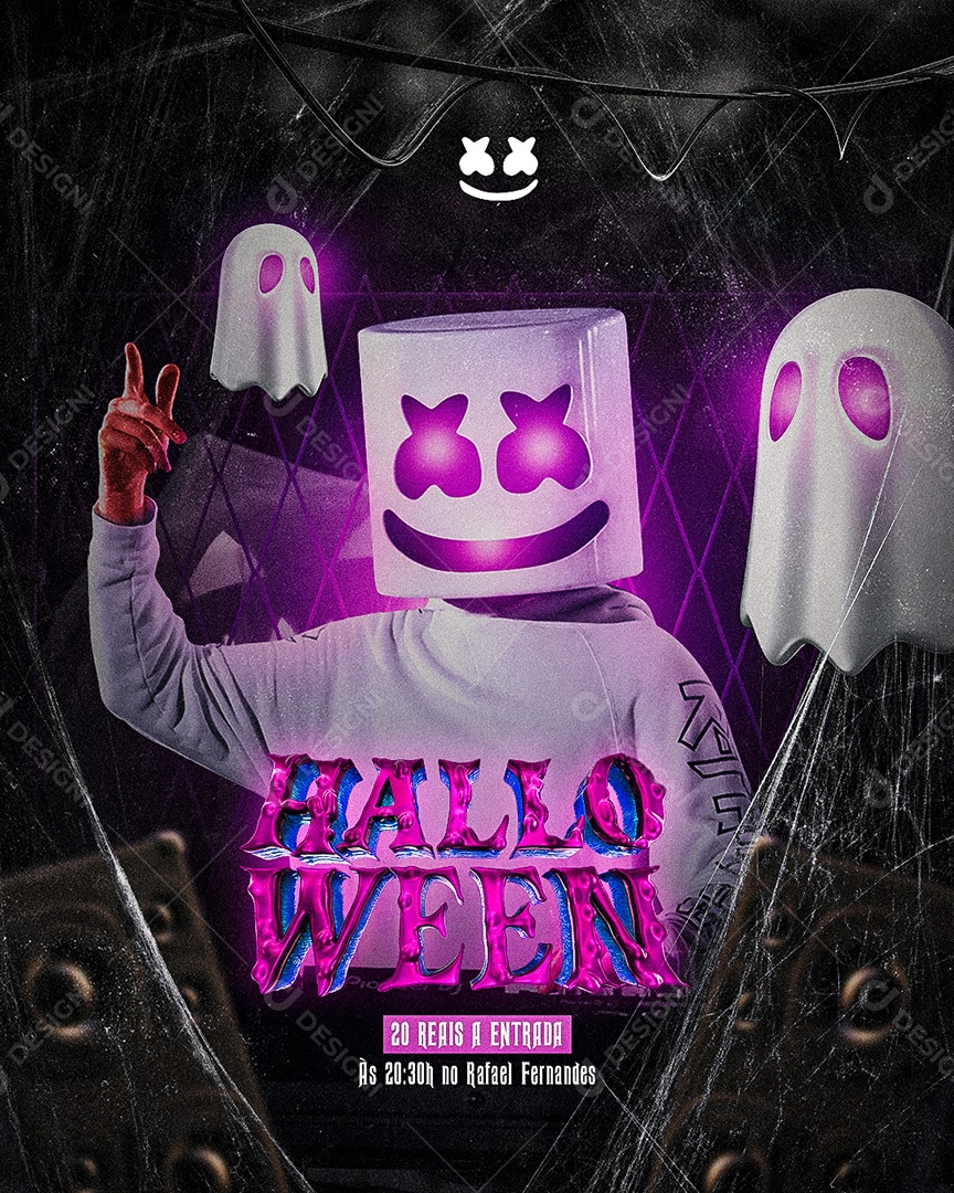 Halloween Dj Marshmello Eletrônica Flyer Social Media PSD Editável