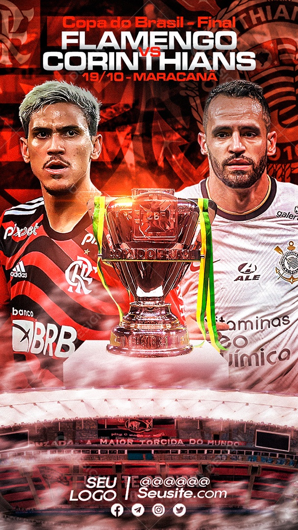 Flamengo x Corinthians Final Copa do Brasil Story Social Media Editable PSD