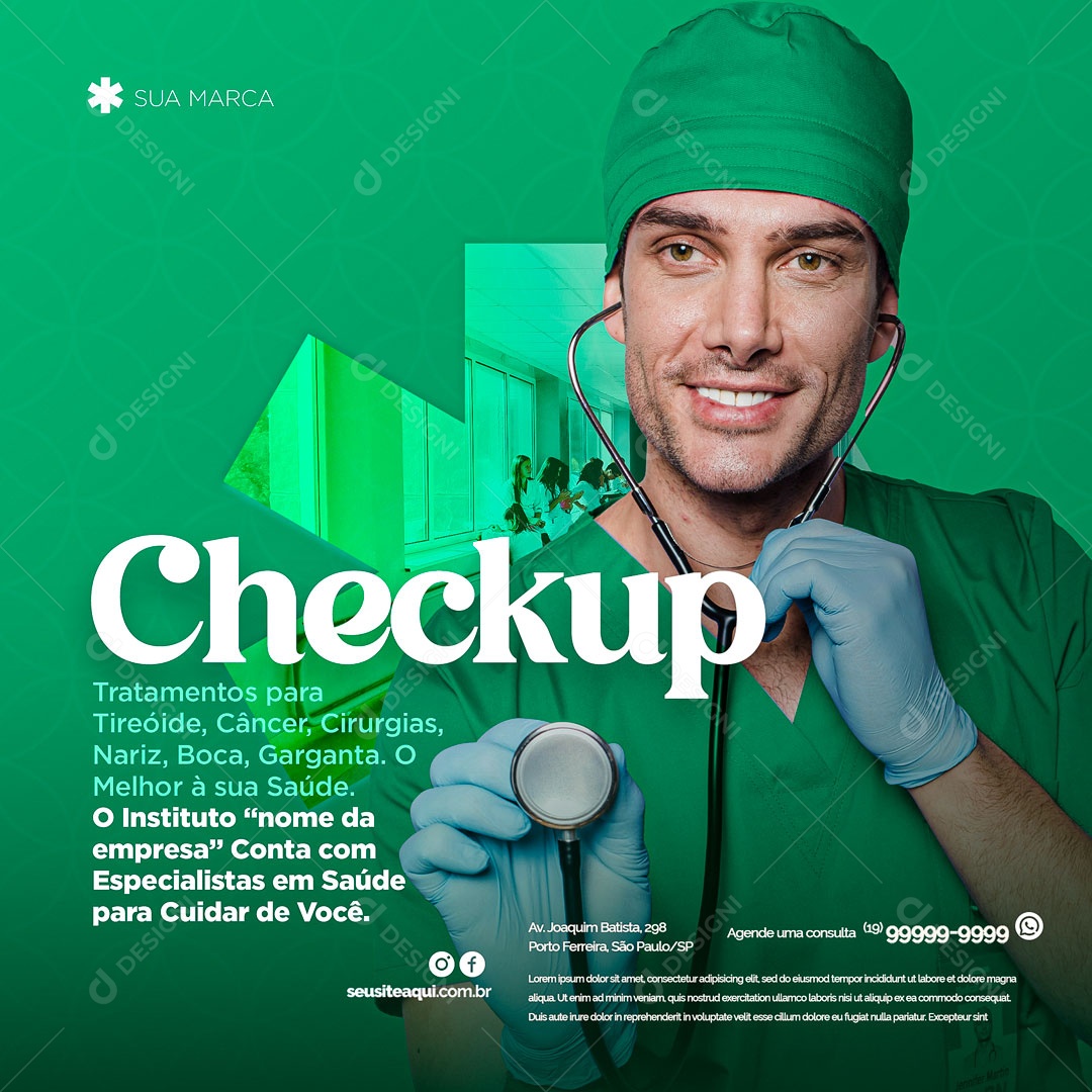 Social Media Clínica Médica Checkup PSD Editável