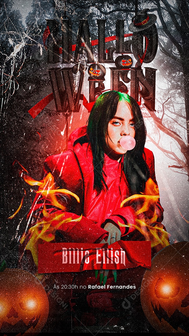 Story Halloween Billie Eilish Flyer Social Media PSD Editável