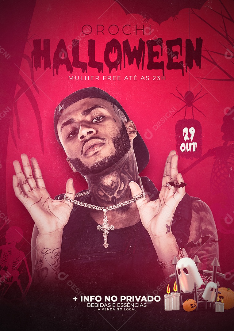 Halloween Mulher Free Até As 23H Orochi Flyer Social Media PSD Editável