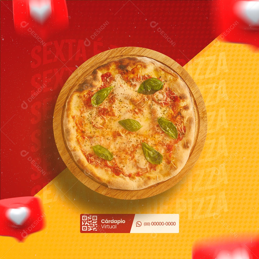 Sexta é Dia de Pizza Pizzaria Social Media PSD Editável