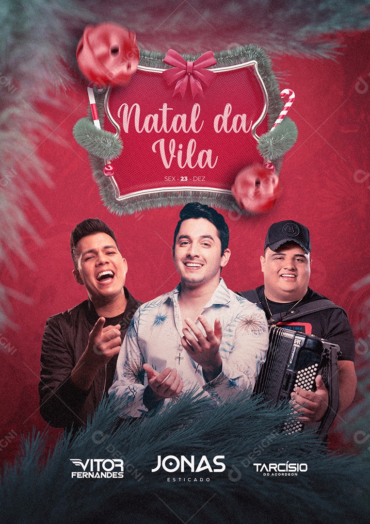 Story Natal da Vila Tarcísio do Acordeon Vitor Fernandes e Jonas Esticado Flyers Social Media PSD Editável